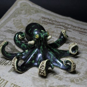 Фото Осьминог зелёный керамическая фигурка