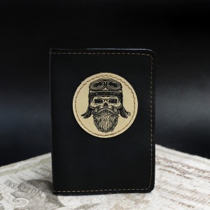 Фото Чёрная обложка на паспорт Бородатый байкер