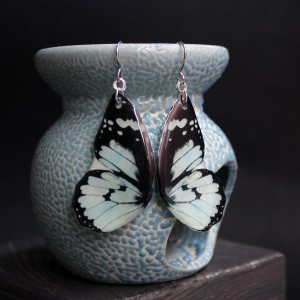 Фото Серьги Крылья бабочек чёрно-голубые "Небесная"
