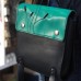 Фото Кожаный рюкзак зелёно-чёрный-3