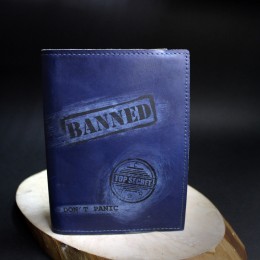 Фото Блокнот с кожаной обложкой Без паники (синий)