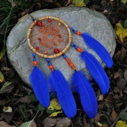 Фото Ловец снов с синими перьями "Звуки Самайна"