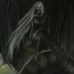 Фото Девушка демон с крыльями на черепе картина масло-1
