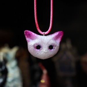 Фото Кулон котик с розовыми ушами "Малинка"
