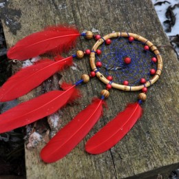 Фото Ловец снов с красными перьями "Рубины лесных фей"