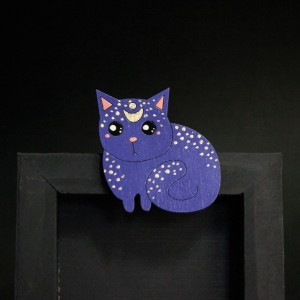 Фото Брошка фиолетовая котейка "Нарцисса"