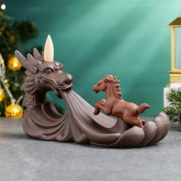 Фото Подставка керамика для благовоний "Конь и дракон", с аромаконусами