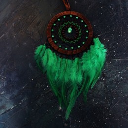 Фото Коричневый ловец снов с зеленой каплей "Дар Дриады"