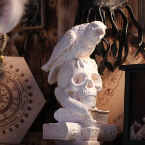 Фото Скульптура "Ворон на черепе и книгах" 28см