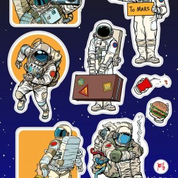 Фото Набор бумажных наклеек №224 "Космонавты"