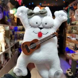 Фото Игрушка на стекло - Кошка с гитарой