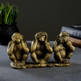 Фото Три шимпанзе на ветке статуэтка, 20х12х6см