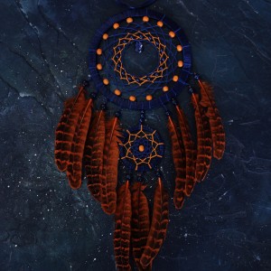 Фото Ловец снов двойной сине-оранжевый с каплей «Самайн»